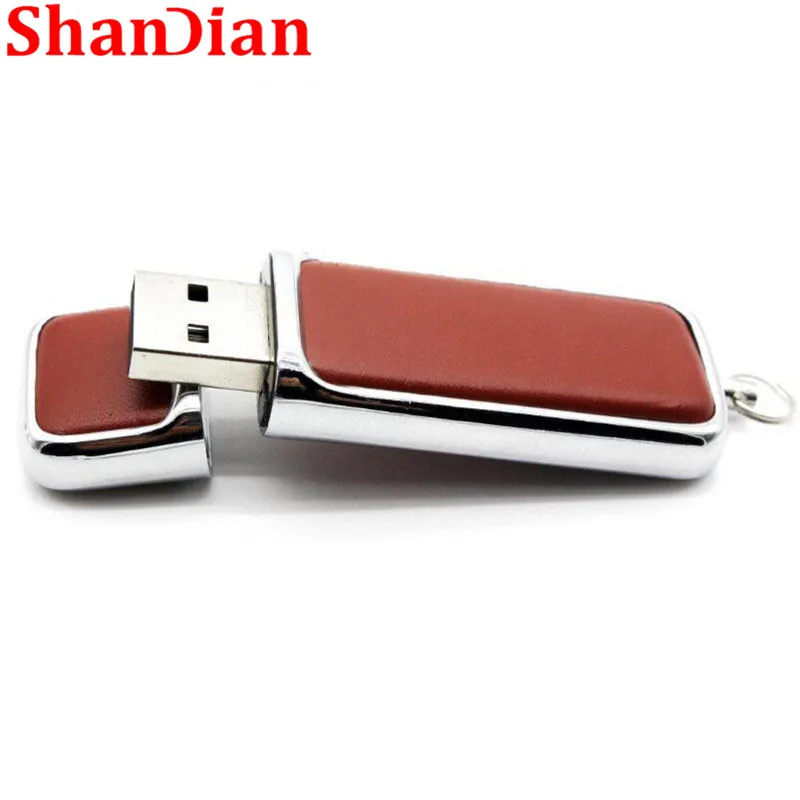 SHANDIAN оптовая продажа кожа высокое качество usb флэш накопитель мех металлическая