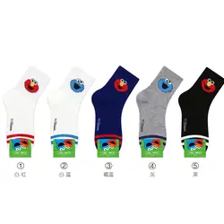 Улица Сезам мультфильм полосатые носки Elmo Cookie Monster модные милые забавные женские носки осень зима удобные белые носки 2018