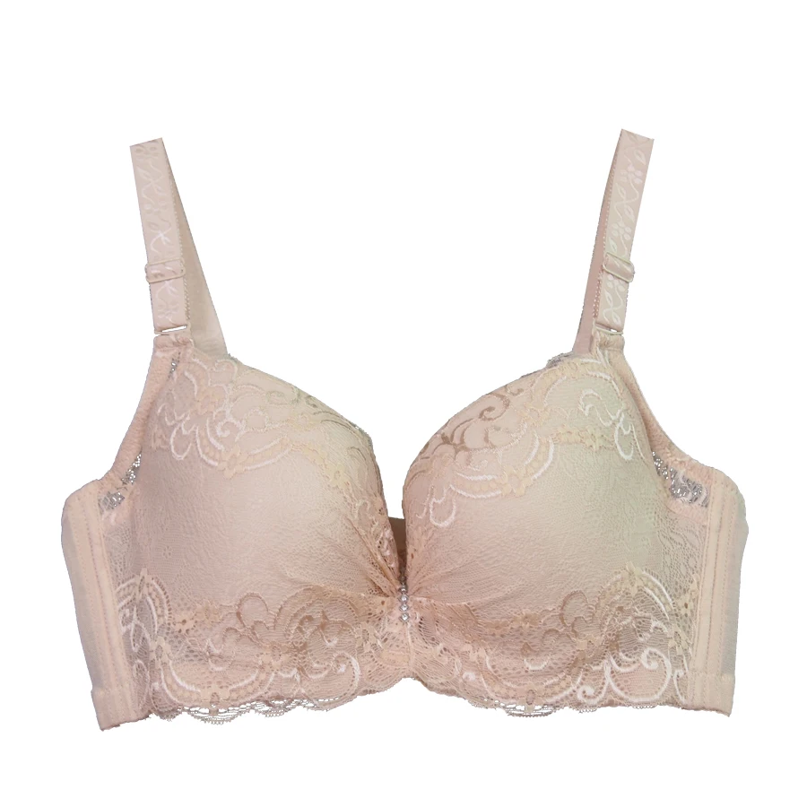 Plus size bra adjustable push up side gathering furu lace mm shaping c
