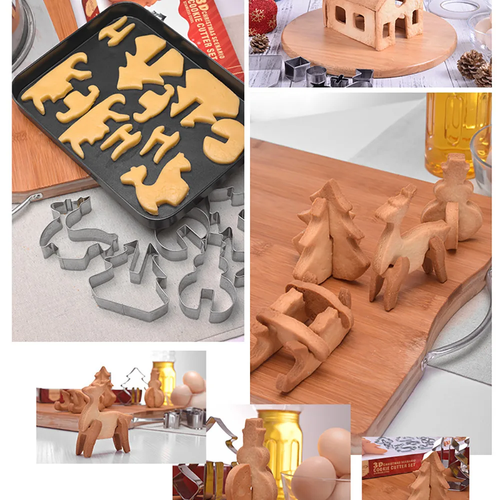 Кухня выпечки Силиконовые формы для выпечки Нержавеющая сталь 3D рождественского печенья ножи для тортов формы для печенья печенье резак формы DIY/инструмент для теста