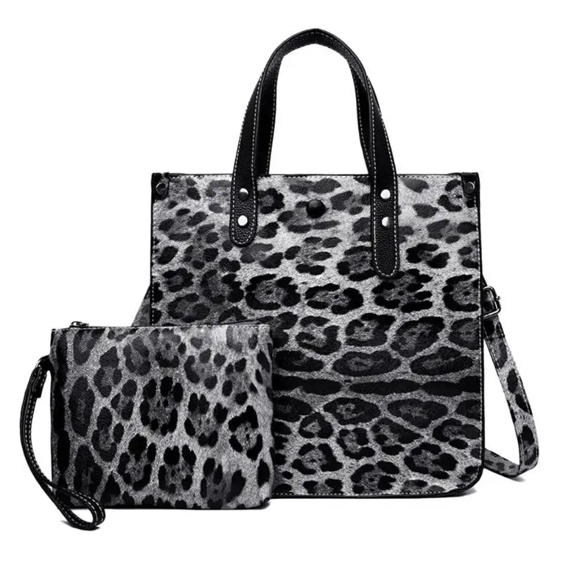 2 шт. кожаные сумки с леопардовым узором Женская композитная Сумка-тоут сумка-мессенджер квадратная сумка ретро сумка с принтом животных
