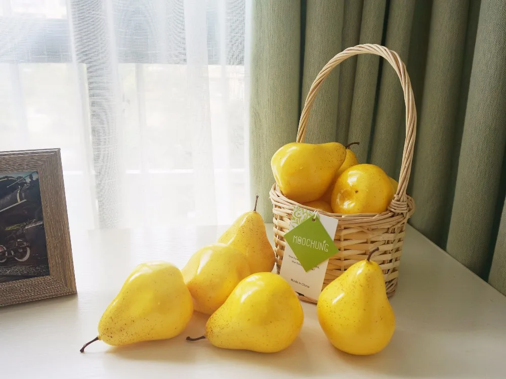 MOOCHUNG 10 шт. 1:1 поддельные большие желтые зеленые груши реалистичные искусственные декоративные фрукты груша домашняя кухня вечерние свадебные украшения