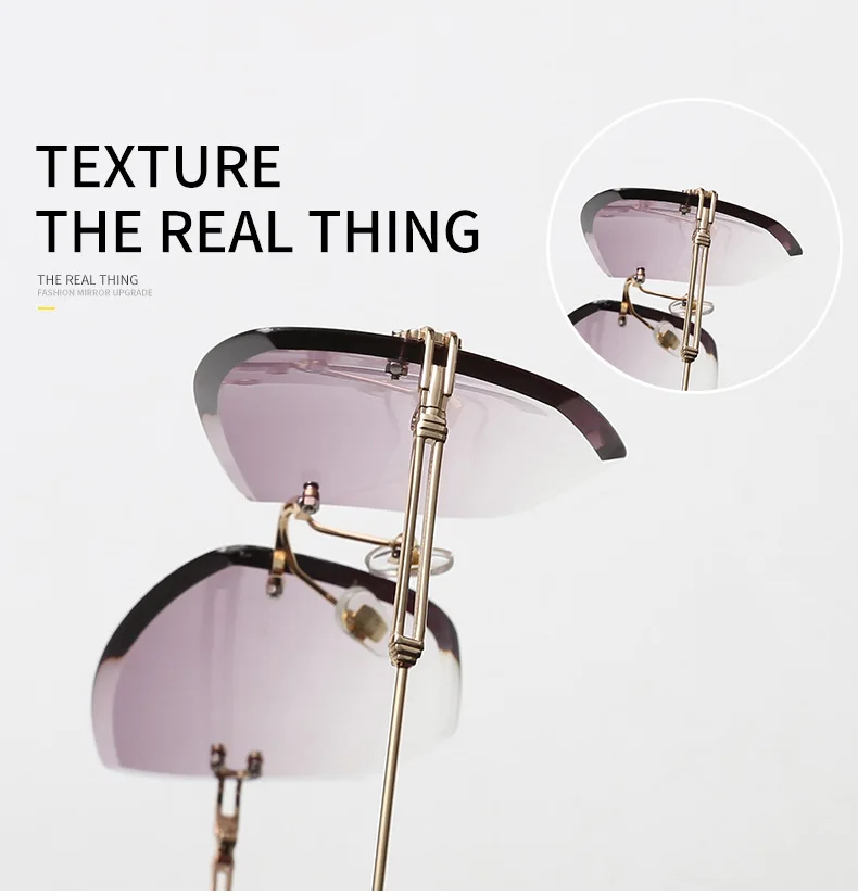 NYWOOH Oversized Gradient Sunglasses Women Vintage Brand Designer Rimless Sun Glasses Lady Shades Eyewear Metal Eyeglasses