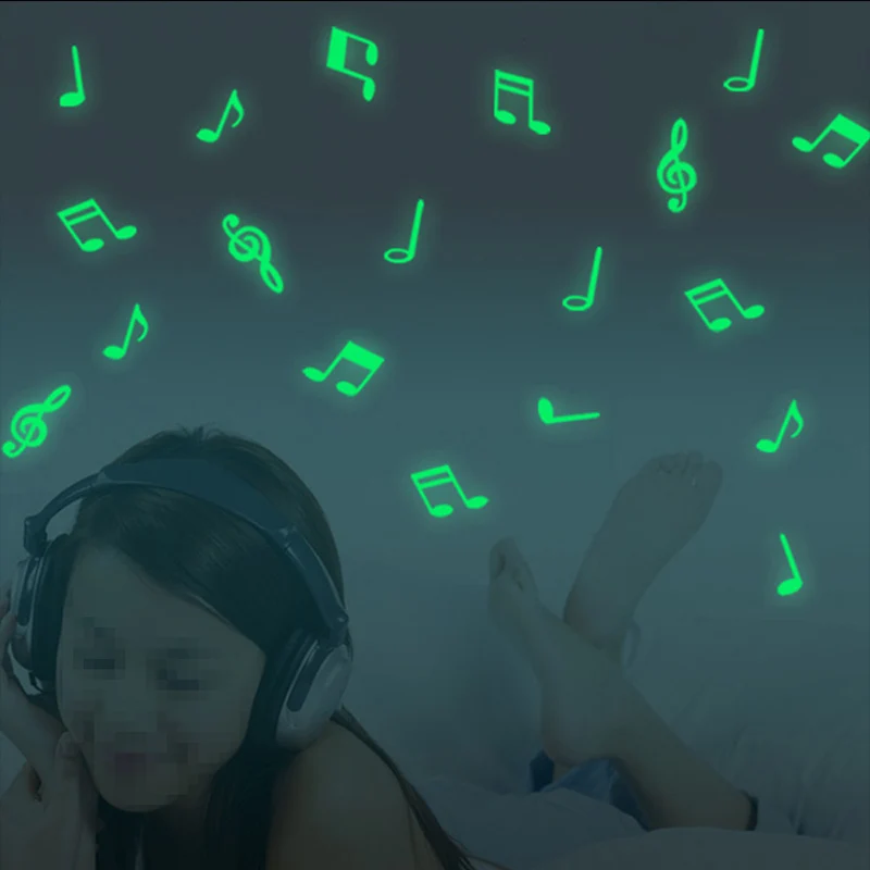 

15pcs 3D Luminous Wall Sticker Musical Note Art Home Decor Vinyl Mural Wall Stickers For Living Room Kids Room DIY House Decals