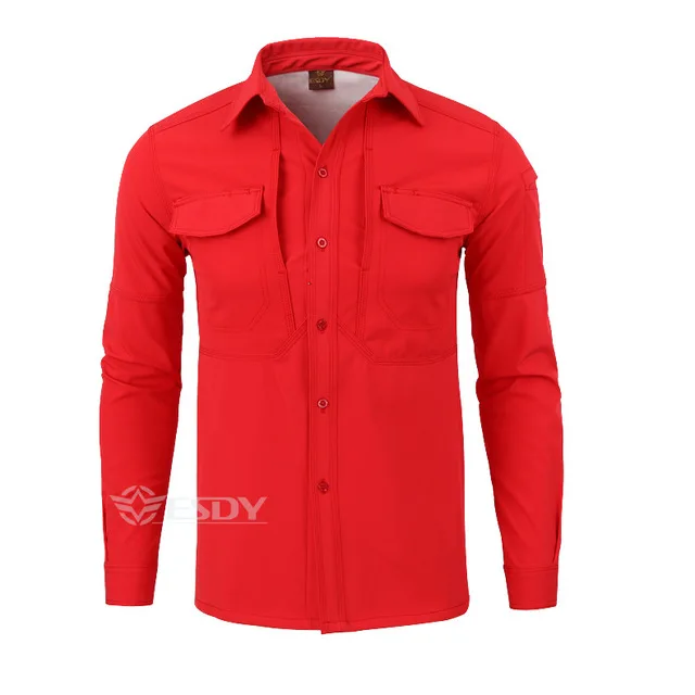ESDY Открытый Кемпинг и туризм Рубашки для мальчиков осень с длинным рукавом теплая рубашка мужские свободные ветрозащитный водонепроницаемый анти-weartactics рубашка - Цвет: Красный