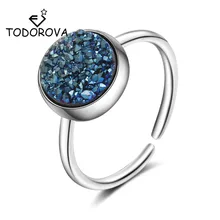 Todorova, модные, синие, разбитые камни, кристалл, круглые, регулируемые кольца для женщин, аксессуары, ювелирные изделия, обручальное кольцо