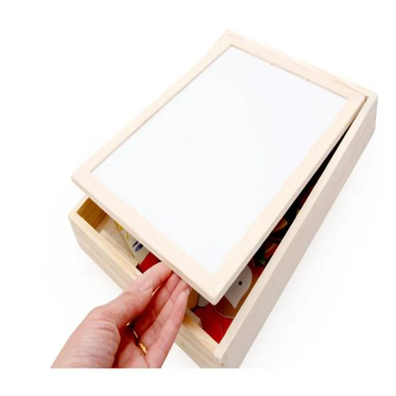 Fantastic Learning Education Magnetic Puzzle Wooden Easel Dry Erase Board Puzzles Games for Kids Imagination (3)