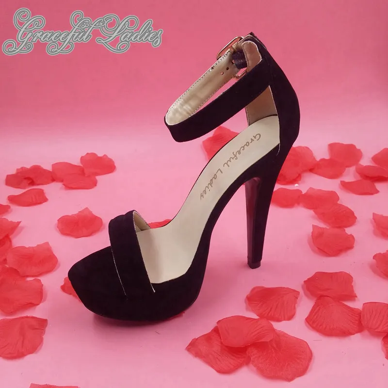 black suede strappy heels