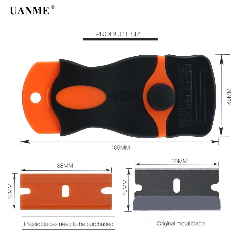 UANME, керамический скребок для стеклянной духовки, 1,5 дюйма, лезвие, пластиковая ручка, автомобильная пленка, наклейка, инструмент, нож для чистки, 20 шт., лезвие
