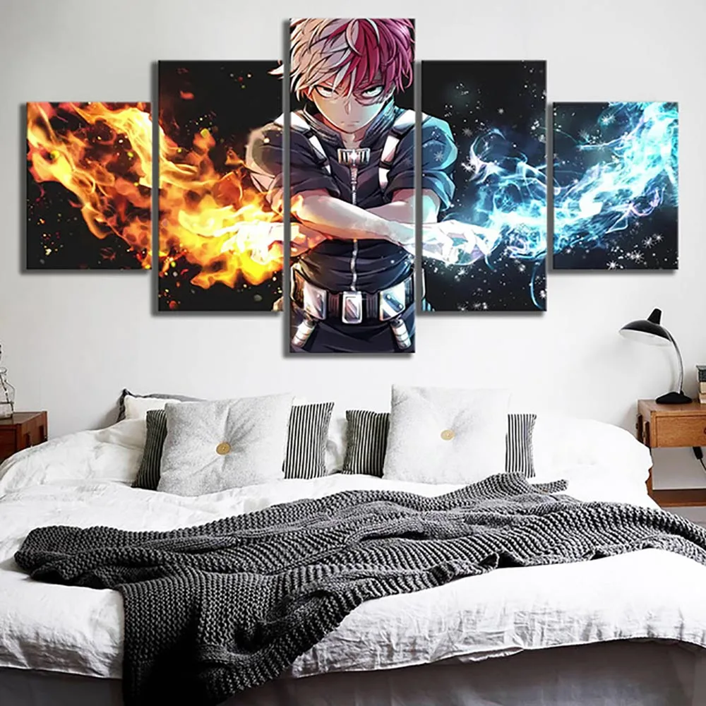 Canvas Printed Wall Art 5 Piece My Hero Academia Anime Painting Home Decoration Living Room Abstract Posters Modular Pictures | Дом и сад