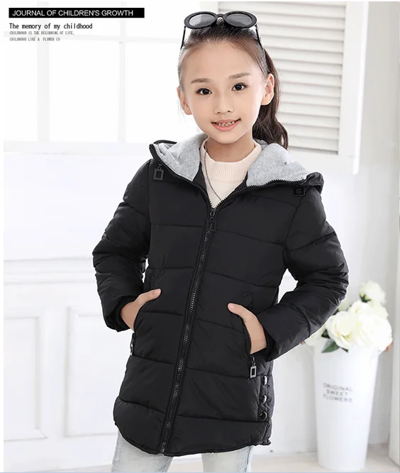 WEONEWORLD/новое осенне-зимнее детское пуховое пальто Верхняя одежда для девочек Детская куртка теплое пальто для девочек хлопковая парка с капюшоном, куртка