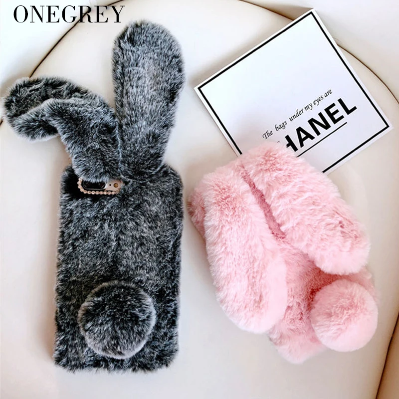 

Warm Rabbit Fur Case For Huawei P20 Pro P8 P9 Lite Mate9 10 Nova 3 3i 3e Luxury p20lite Cute Hairy Rhinestone Cover Soft Celular