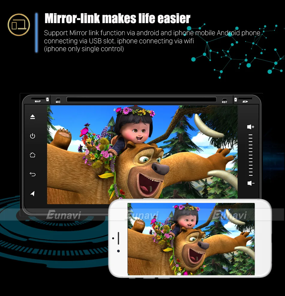Cheap Eunavi 2 Din Android 8.1 Car DVD Player Radio Stereo GPS Navigation For Toyota Hilux Vios Old Camry Rav4 Prado 2003-2008 wifi bt 11