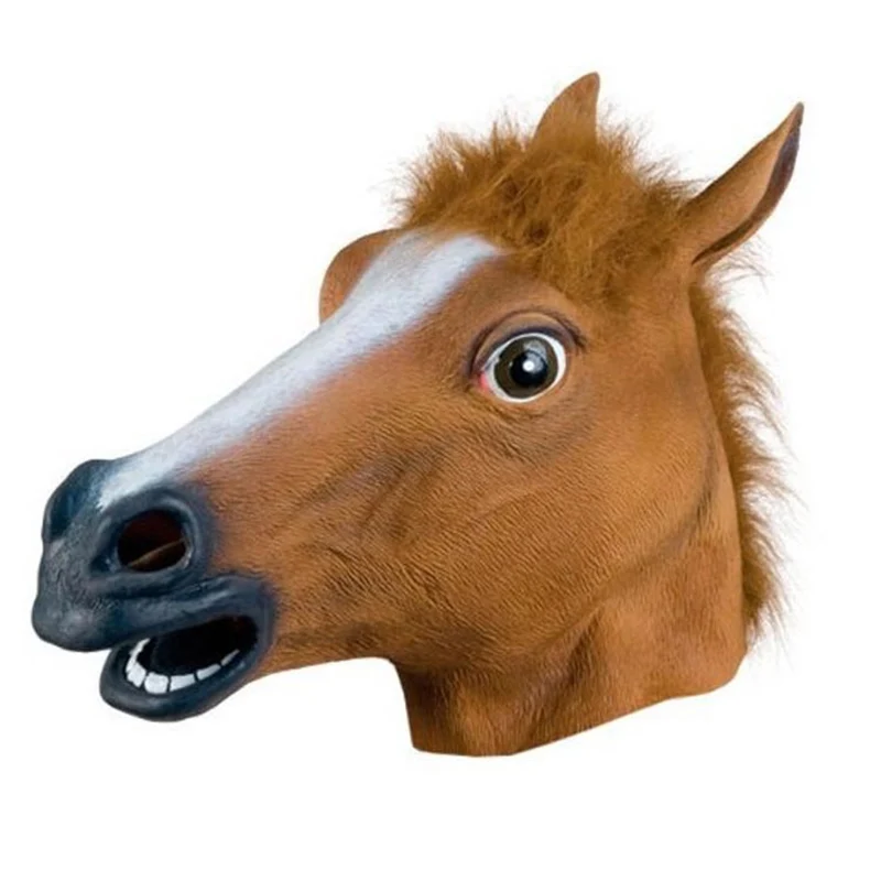 

Novelty Horse Head Mask Fur Creepy Halloween Masquerade Parties Realistic Crazy Costume Scary Gags&Practical Jokes Toy TH0005