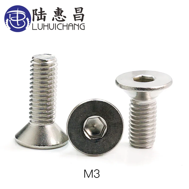 

LUHUICHAG M3 50PCS/30PCS Stainless Steel 304 Hexagonal socket Flat Countersunk Screw Head Screw Bolts Hex Screw Cap Toy Screw