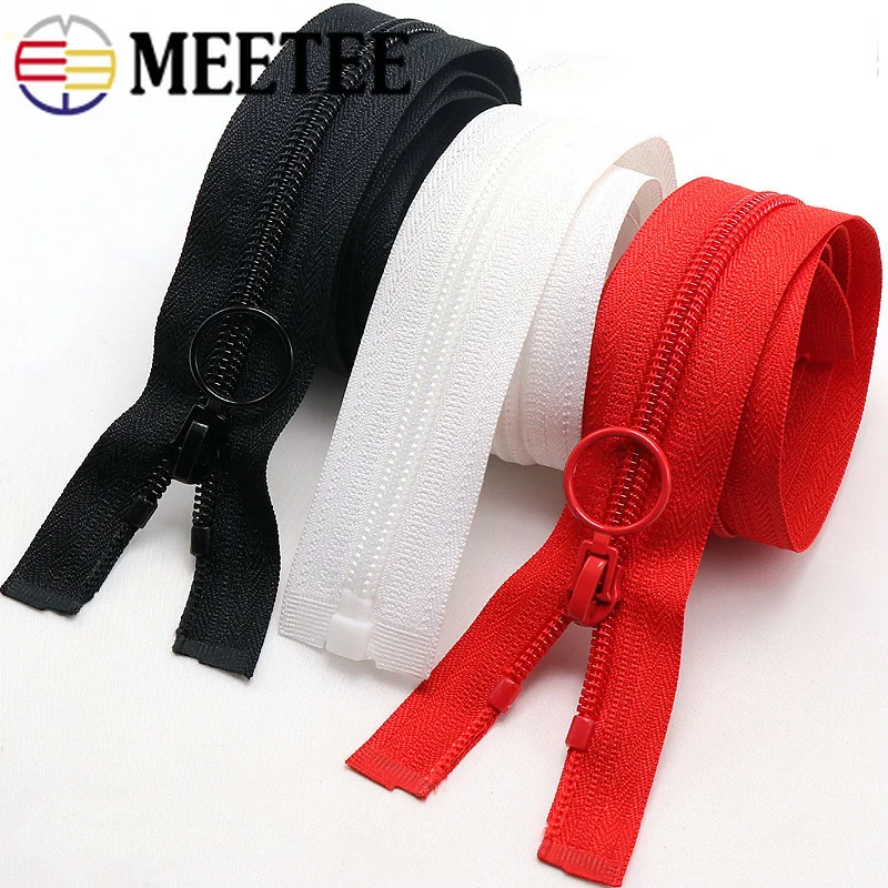 

Meetee 5/10pcs 70/100cm 5# Nylon Zipper Auto Lock Open-End Zip Pull Ring Slider for Bags Garment DIY Sewing Accessories ZA027