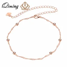 QIMING, сексуальный браслет на лодыжку, цепочка на ногу, Pulsera Tobillo, для женщин, Halhal, золото, серебро, этнические бусины, очаровательные ювелирные изделия для ног