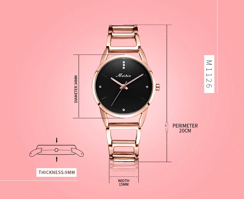 MEIBIN Hot Sale Elegant Women Bracelet Watch Fashion Ladies Quartz Watches Casual Female Wristwatch Montre Femme Gifts 1126