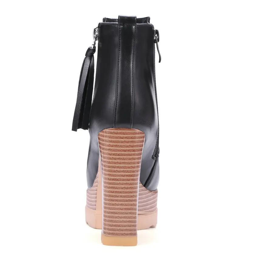 Skup QUTAA 2020 kobiety nowe mody botki kwadratowy szpilki okrągły nosek zamek projekt platformy kobiet motocykl rozmiar butów 34 42