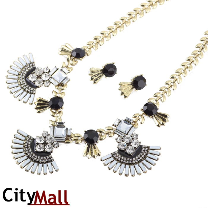 CityMall Germanium Statement Jewelry Sets Necklace+Earrings Party Wedding Accessories Europe and America Necklace for Women | Украшения и
