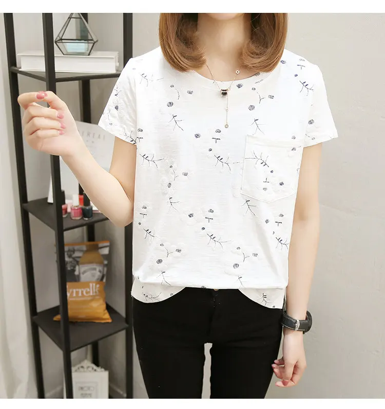 2018 Summer Cotton Blouses Women Tops Flower Embroidery Shirts Female Short Sleeve Blouse Ladies Casual White Blusas Mujer (2)