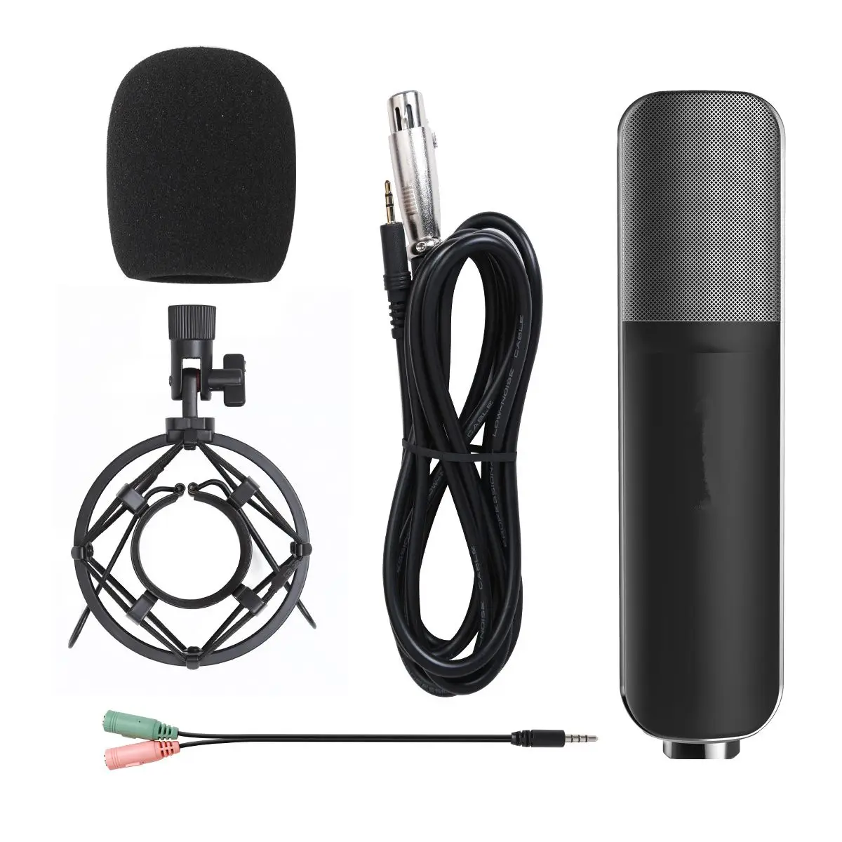 

Professional Cardioid Condenser Studio Microphone with Shock Mount Holder, Perfect for YouTube Recording, Singing, Broadcastin