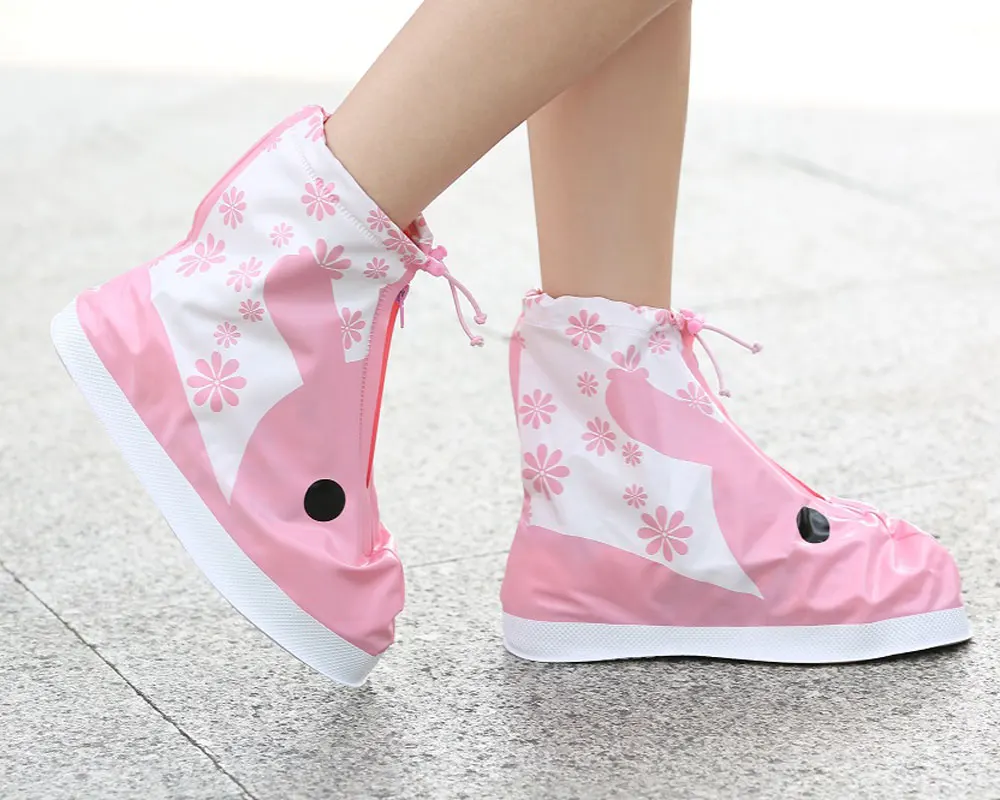Розовый детский дождевик для обуви обувь с принтом животных протектор многоразовые аксессуары для Бахилы Обувь Водонепроницаемая девочка 2 пары