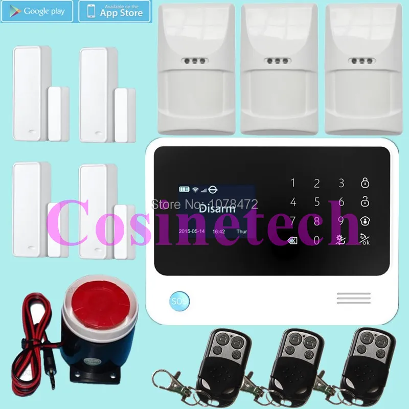 

Touch keypad Wifi GSM alarm system, LCD display Home alarm system GSM WIFi Home Security Alarm System WITH pet immune PIR sensor