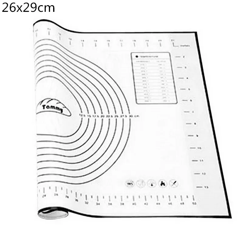26x29cm black B антипригарный силиконовый коврик для выпечки со шкалой раскатки теста коврик для замеса теста антипригарный кондитерский лист для духовки - Цвет: 26x29cm black