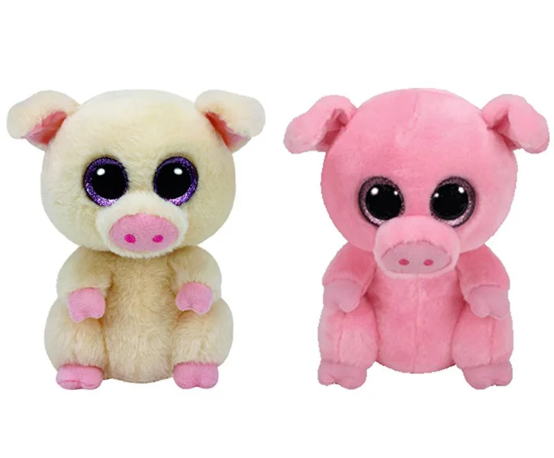 

Ty Beanie Boos Piggley Posey Pink Pig Plush Toy Cute Stuffed Animals With Big Eyes 15CM 6'' Baby Kids Toys for Children Gifts