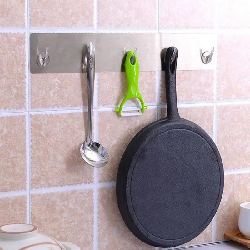 Seamless Adhesive Strong Paste Sticky Hook 5 Hooks Stick Hook Kitchen Bathroom Door Wall Hanger