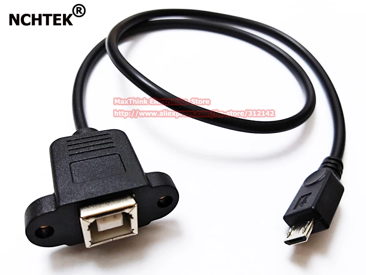 NCHTEK Micro USB 2.0 Male to B Type Female Connector Cable With Panel Mount About 50CM/Free Shipping/2PCS | Обустройство дома
