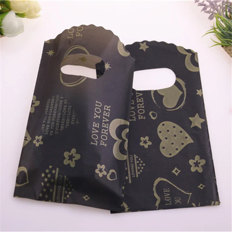New Design High Quality Wholesale 50pcs/lot 9*15cm Luxury Plastic Vintage Small Wedding Gold Heart Gift Packaging Bags | Дом и сад