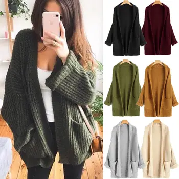 

Women Knitted Long Sleeve Loose Sweatshirts Outwear Coat Casual