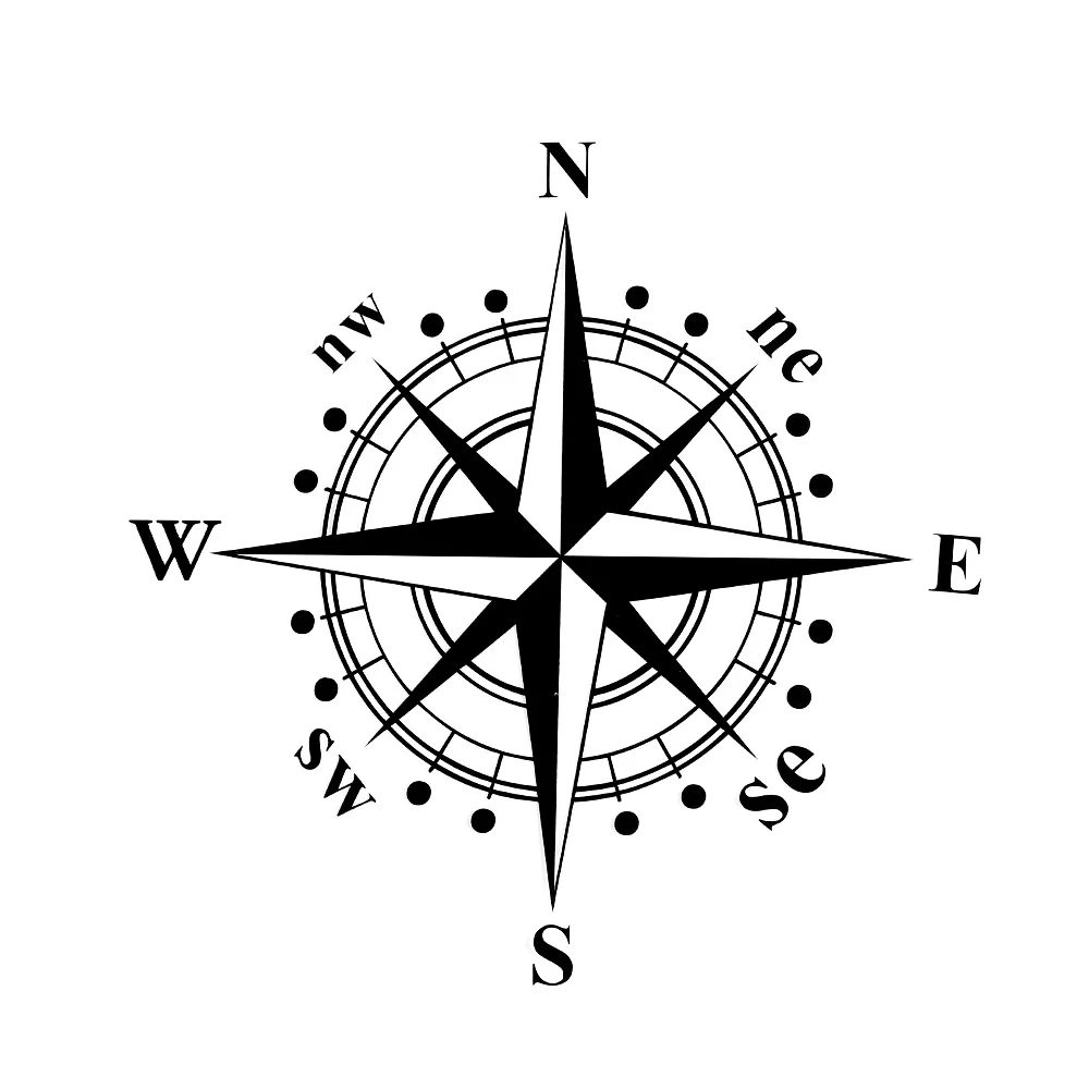 

15 x 15cm Compass Car Body Door Window Sticker Decal Car Styling Accessories