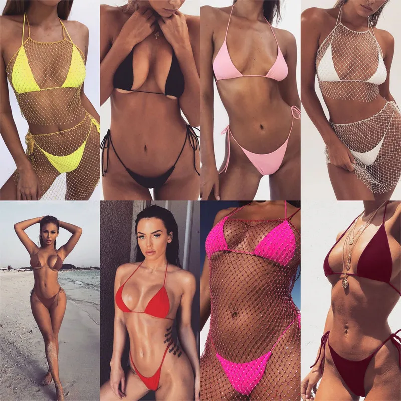 Женский купальник на бретельках Maillot De Bain Femme белый с микро бикини 2019| |