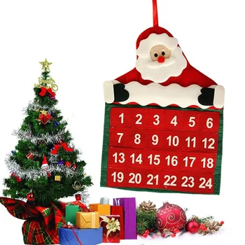 

NOCM 2PCS Christmas Advent Calendar Countdown Santa Claus Fabric Xmas Decor Pockets Gift