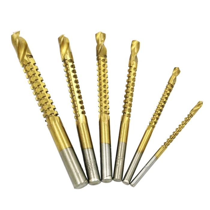 6pcs High Speed Steel Thread Spiral Screw Drill Bit HSS Titanium Coated