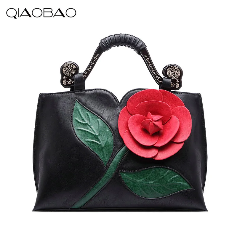 

QIAOBAO New brand women bag with large bow shoulder bags ladies designer handbag high quality Flower tote bag 7 colors