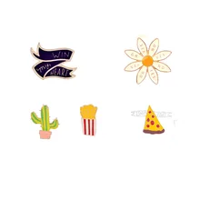 2017 Metal alloy color drip brooch Pizza slice of cactus flower hat symbol badge usually brought women clothing apparel br