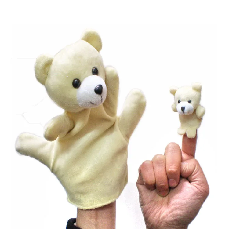 40 шт./компл. Плюшевые рук+ палец Марионетки Животные комплект перчатки кукольный животных, история говорить реквизит/Детские игрушки/Детские Куклы 20 Животные выбрать - Цвет: bear