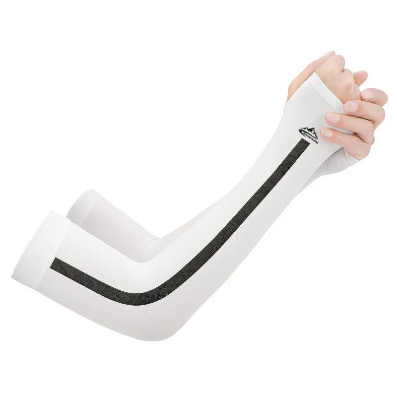 Спортивные перчатки для бега с защитой от ультрафиолета для езды на велосипеде, дышащие шелковые солнцезащитные манжеты для защиты от солнца - Цвет: Белый