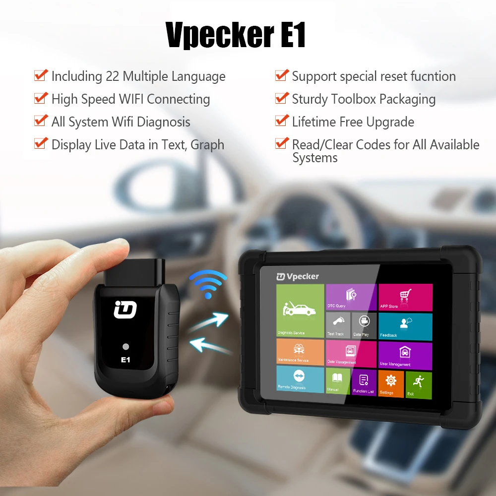 Vpecker E1 OBD2 Car Diagnostic Tool Multi-Languages ABS SRS EPB DPF Oil Service Reset   OBD 2 Automotive Scanner best car inspection equipment