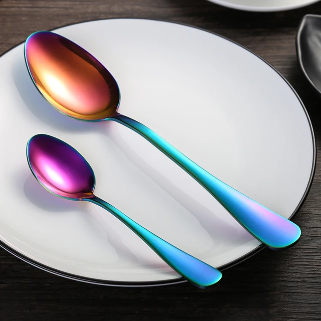4 piece set / colorful tableware 304 stainless steel cutlery steak cutlery tableware Western rainbow cutlery set