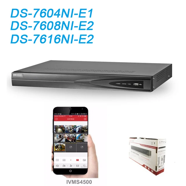 

Original HIK NVR 4ch 8CH 16CH DS-7604NI-E1 DS-7608NI-E2 DS-7616NI-E2 Up to 6 Megapixels recording Network video recorder