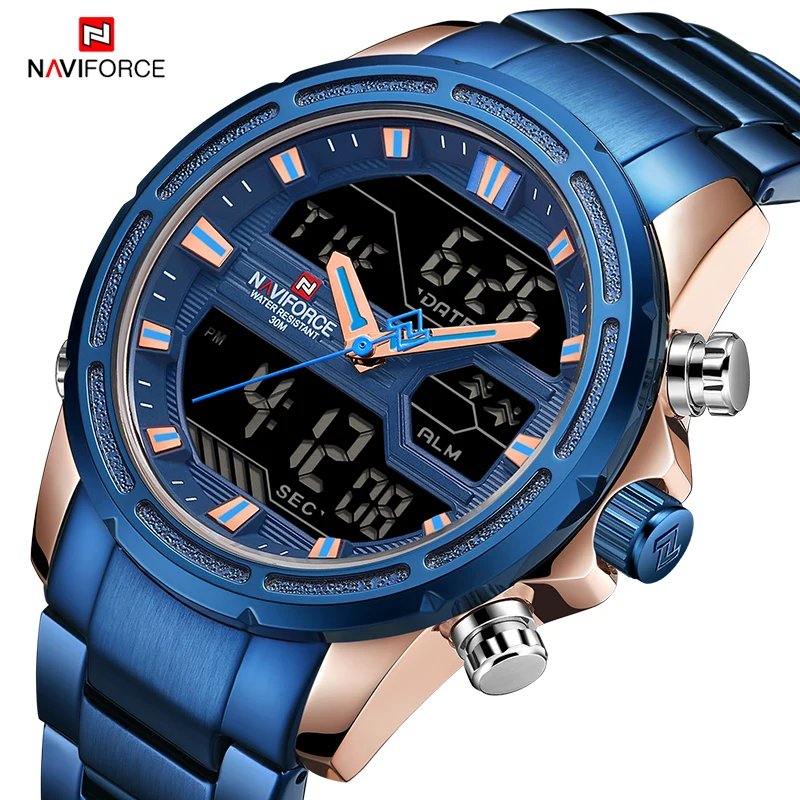

NAVIFORCE Top Brand Men Sports Watches Men's Quartz LED Digital Military Wrist Watch Fashion Full Steel Clock Relogio Masculino
