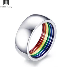 

Rainbow Color Ring Stainless Steel GAY & Lesbian Enamel Ring Fashion Jewelry High Quality High Polished LGBT for Men & Women