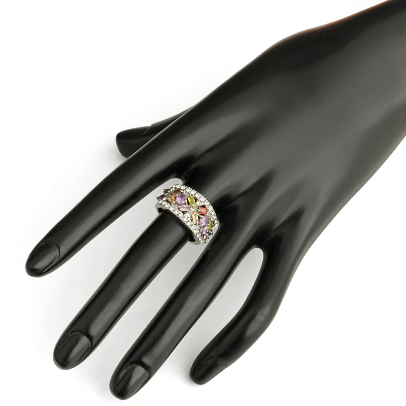 Luxury Statement Wedding Ring for Women Multicolor AAA Zirconia High Quality Party Fashion Jewelry Gift Gold/Silver Color Ring