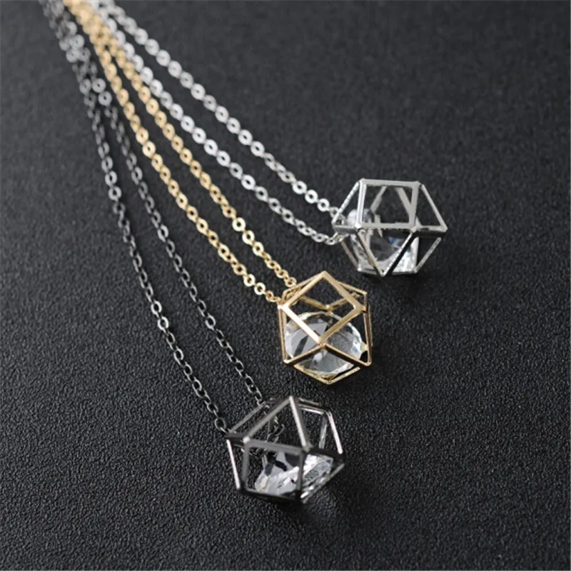 

2018 Latest Fashion Contracted Geometric Alloy Hollow Crystal Choker Necklace Pendant For Women Brand Jewelry Wholesale