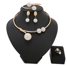 Africano al por mayor Cuentas joyería conjunto moda de la boda de las mujeres Dubai joyería conjuntos oro puro pulsera del collar Pendientes conjunto